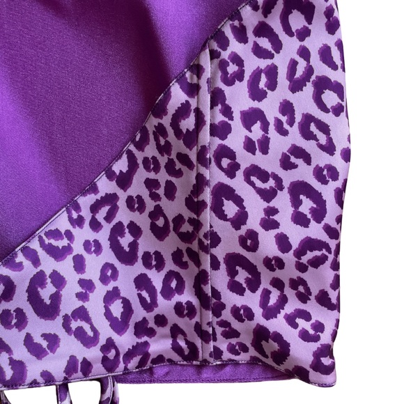 dELiA*s x Dolls Kill Purple Township Rebel Leopard Print Satin Halter Top L XL - Picture 6 of 7